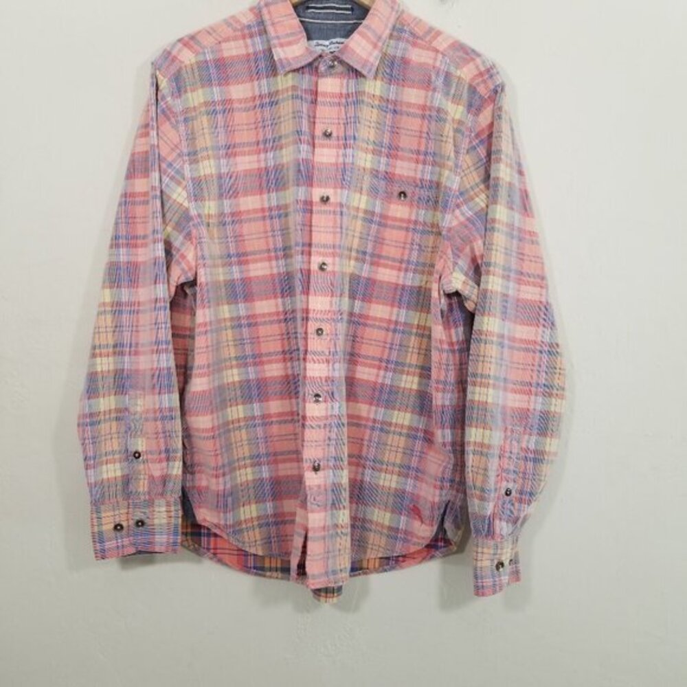 Tommy Bahama Coastline Corduroy Long Sleeve Button Down Shirt Plaid Size L